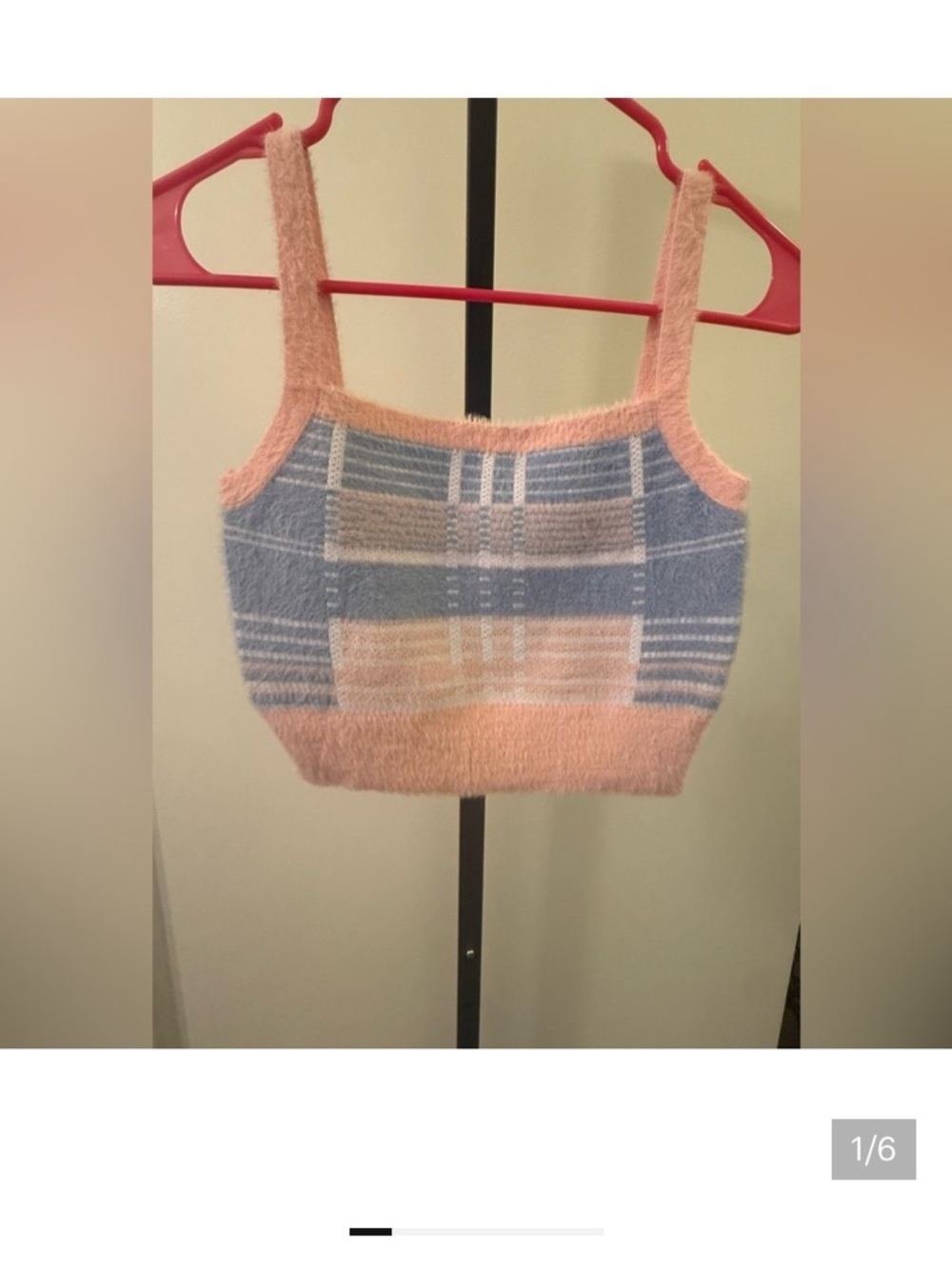 Papermoon Peach and Blue Fuzzy Sweater Crop Top 🔥 - Picture 7 of 7